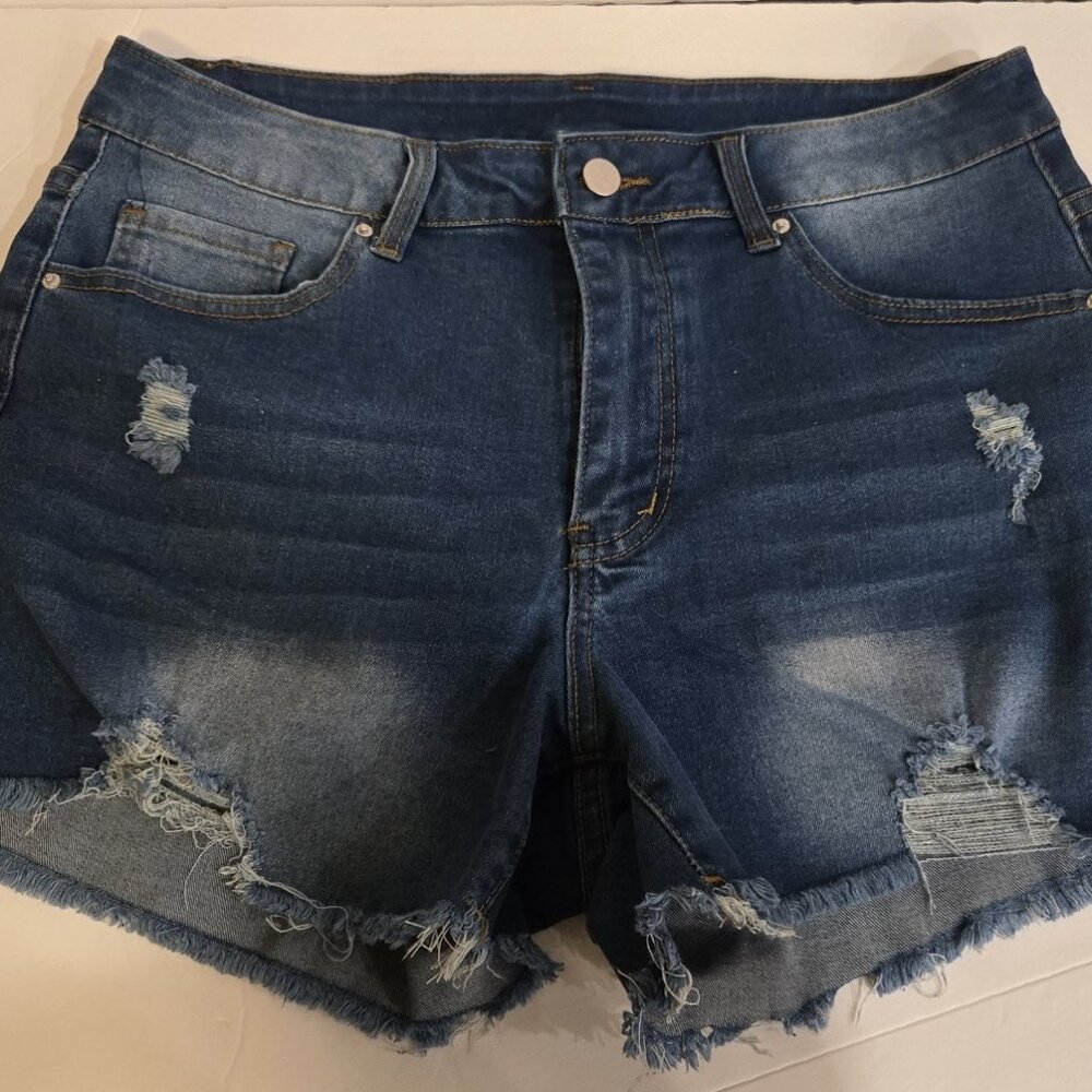 Womens Jean Shorts Stretchy. High Waisted Ripped Denim Distressed.